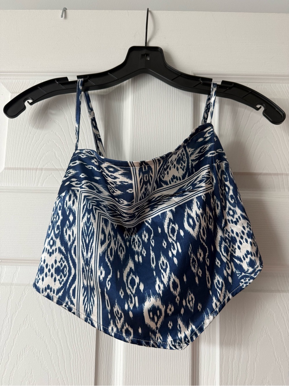 Printed Navy and White Spaghetti-Strap Cami